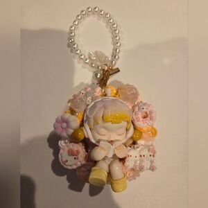 Cute Pearl Beaded Keychain with Sleeping Doll